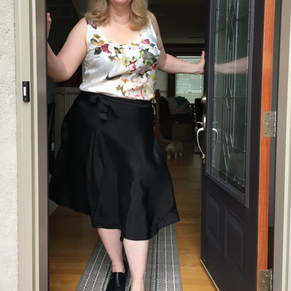 NWT Handwoven Black 100% Silk Wrap Skirt XL/Plus fits 8-20, Medium-2X, 60"waist - Picture 3 of 8